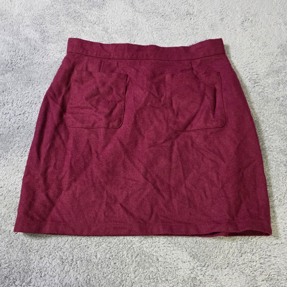 ModCloth Womens 10 Mini Skirt Burgundy Wool Blend A-Line Front Pockets 1630